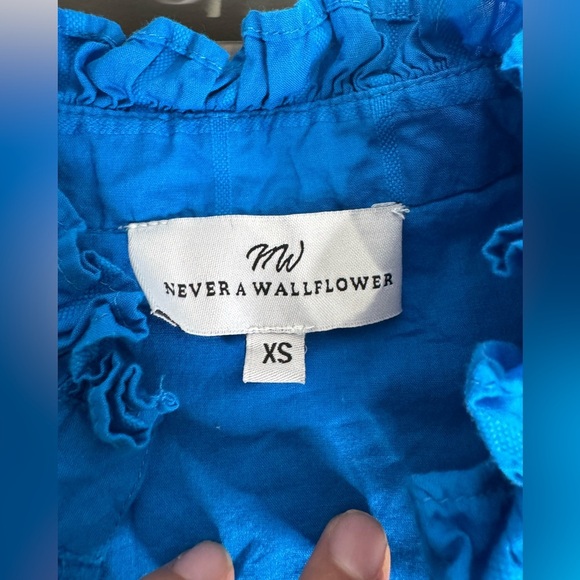 Never a Wallflower High Neck Midi Blue Check Dress - Picture 4 of 7